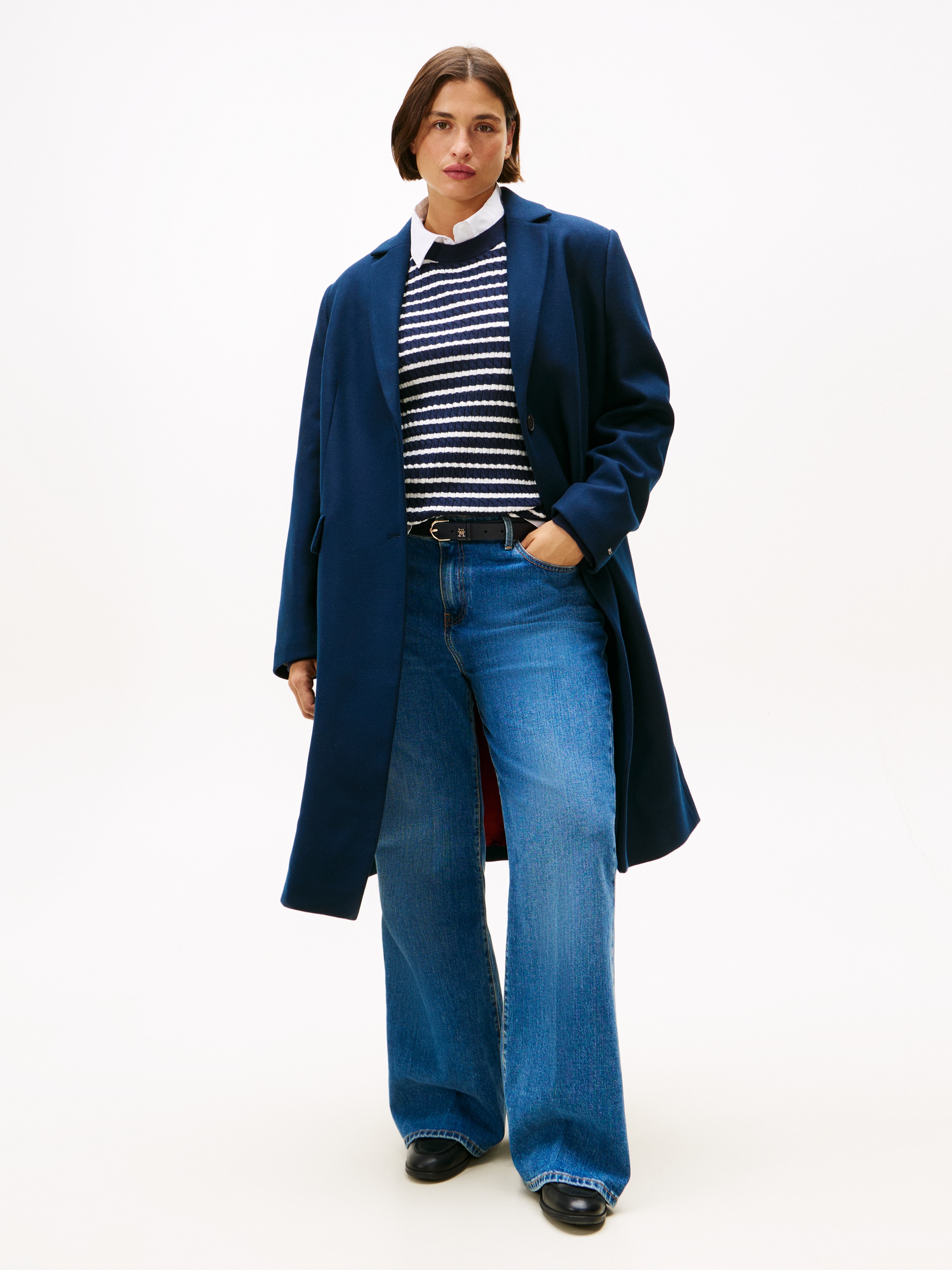 Tommy Hilfiger Curve Langmantel »CRV  CLASSIC SB WOOL REG COAT«, in grossen Grössen, mit Wolle und Kaschmiranteil