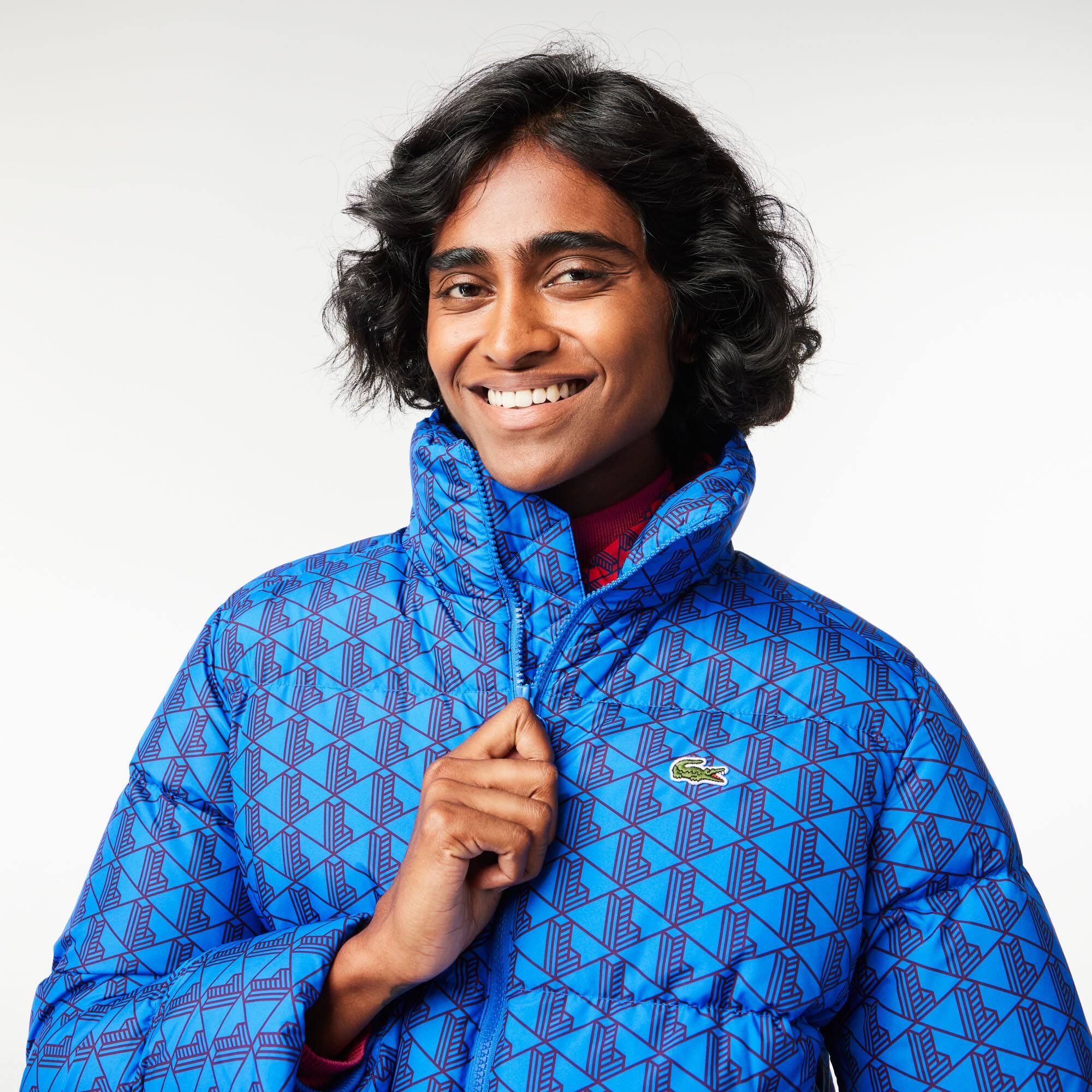 Kapuzen-Pufferjacke mit Monogramm-Aufdruck mit Puffer-Croc hinten. Jacken & Mäntel - Blau - Lacoste - Damen