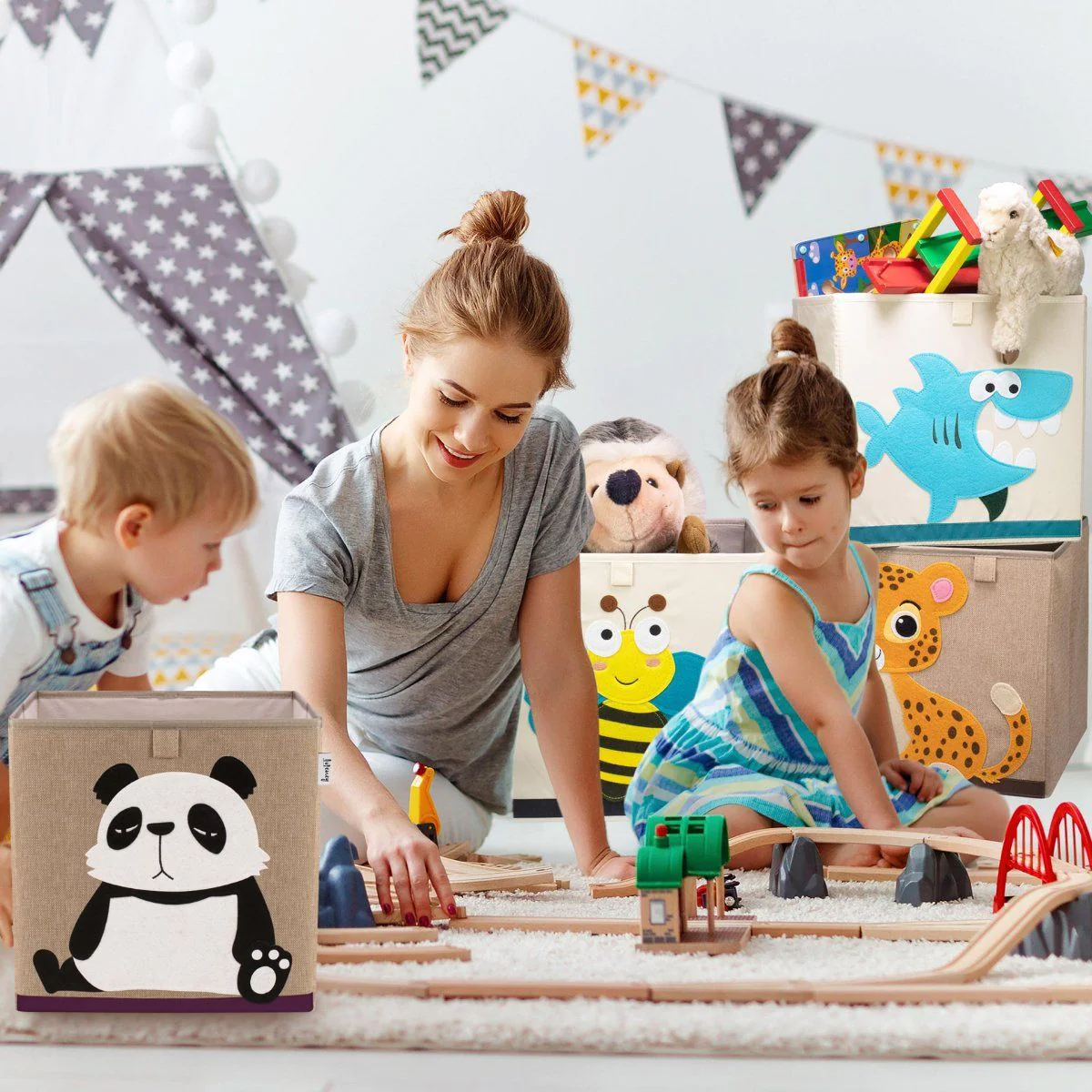 Boîte de rangement en tissu pour enfant 