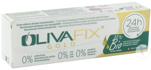 Olivafix Gold Crème Fixation Prothèse 30% Huile D'Olive Biologique Tube 75g