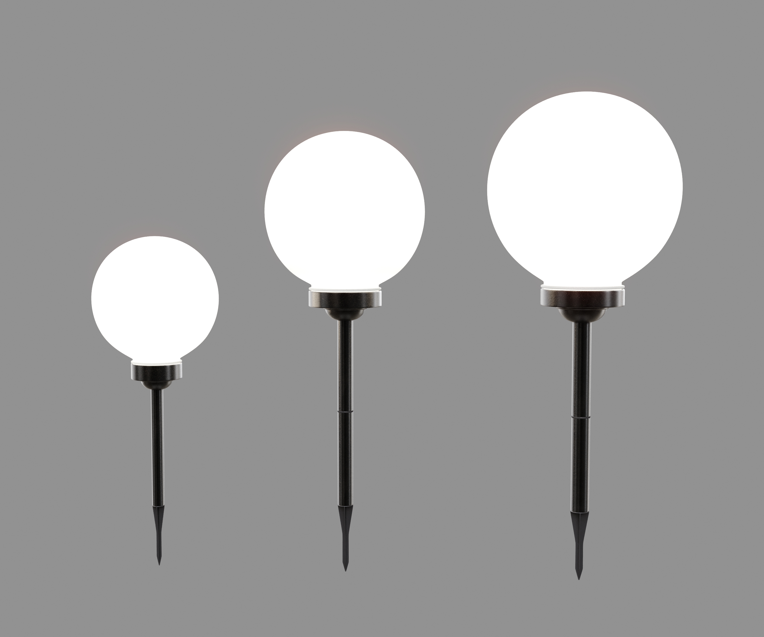 LED Solarlampe rund Set 3-teilig 20 / 25 / 30 cm