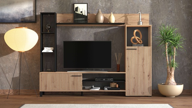 INOSIGN Wohnwand »Retimno, inkl. Highboard, TV-Board, Standregal und Wandregal« Komplett-Set, 4 Stk. tlg.