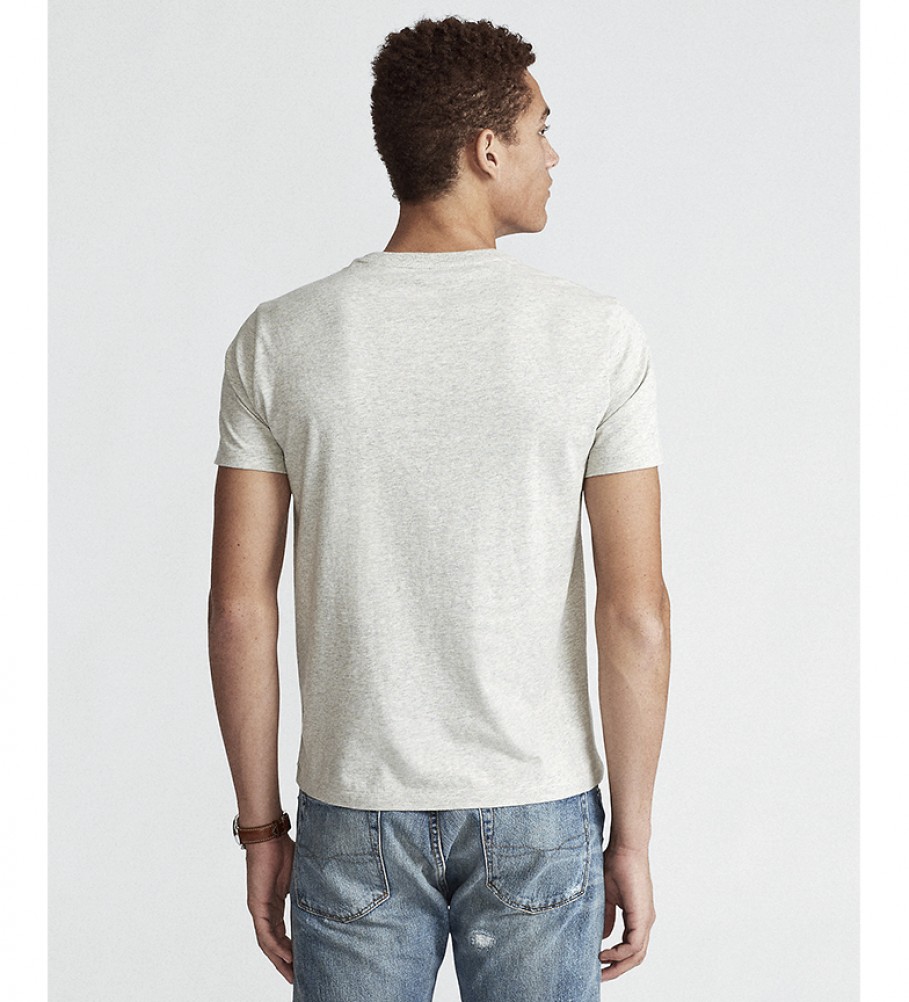 Camiseta de malha cinza personalizada Ralph Lauren