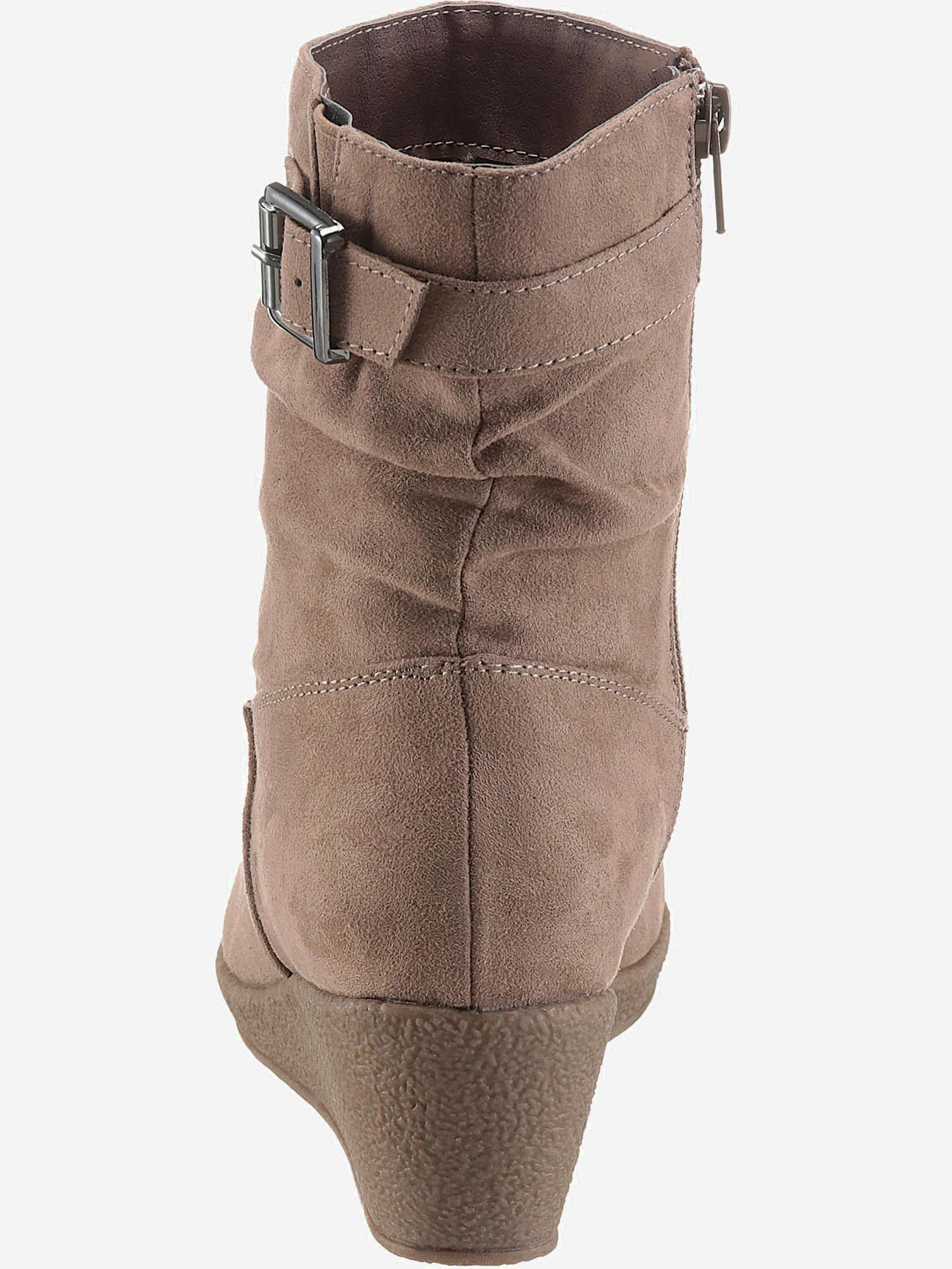 Bottines compensées classiques, textile doux, imitation cuir velours