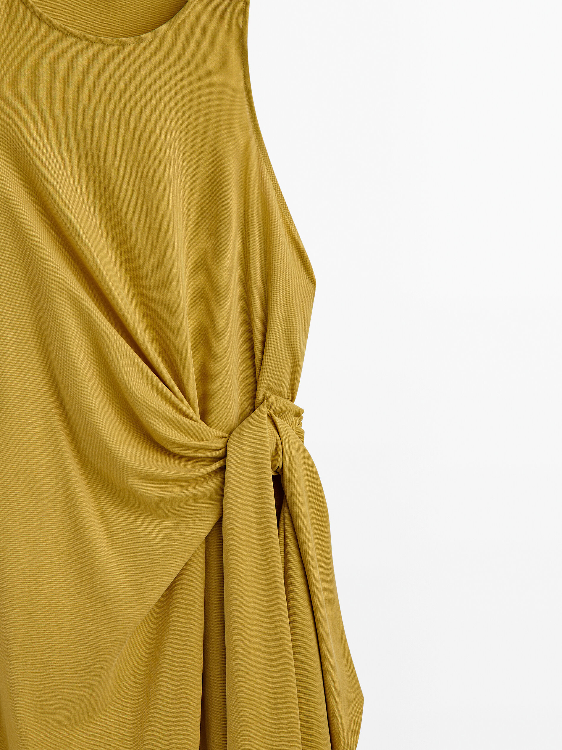 Vestido midi nude com detalhes - AMARILLO MOSTAZA