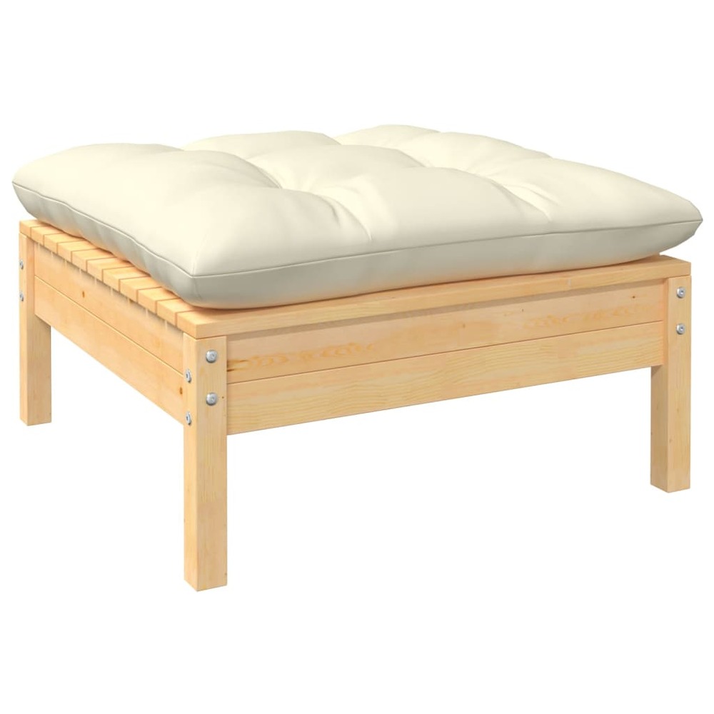 Salon de jardin meuble d'extérieur ensemble de mobilier 14 pièces avec coussins crème bois de pin solide