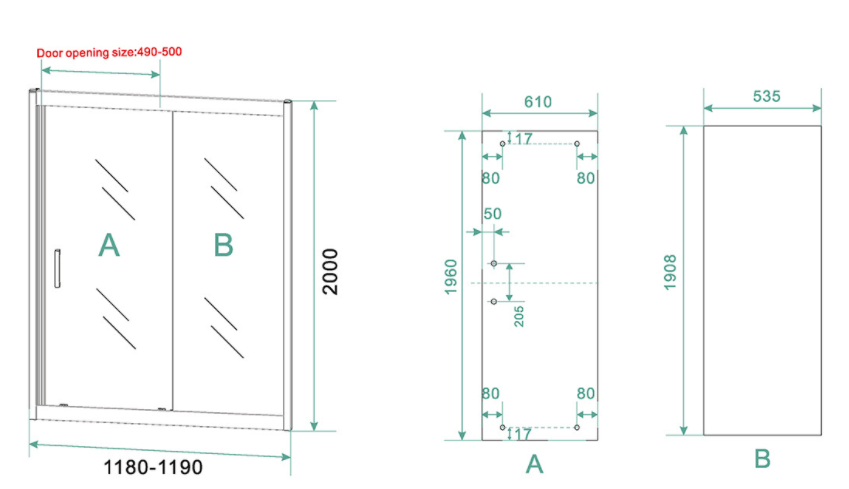 Mueller Manhattan douchecabine 120x100cm met schuifdeur en anti-kalk zwart mat
