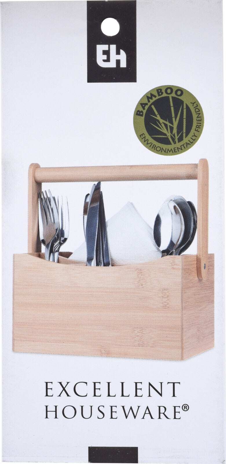 Excellent Houseware bestekhouder met handvat naturel 23,5 x 17 x 12,5 cm