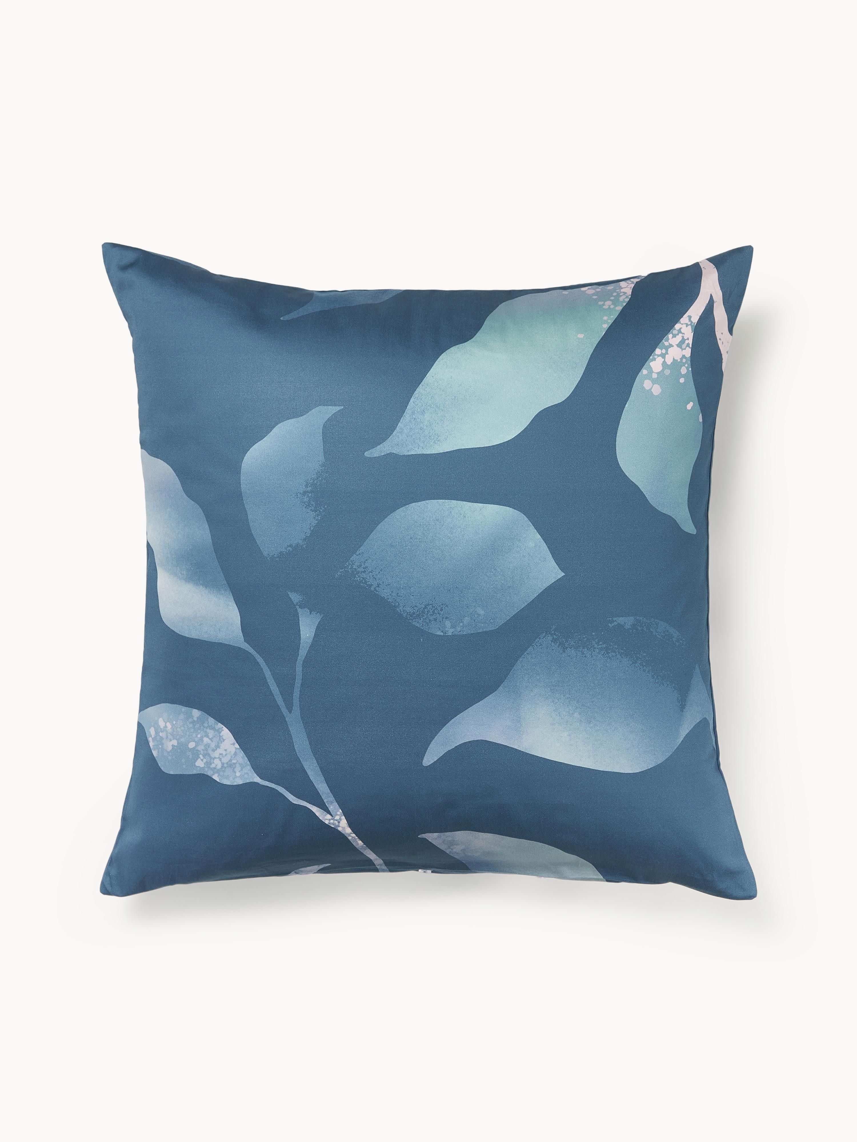 Katoensatijnen kussenhoes Marino met bloemenprint