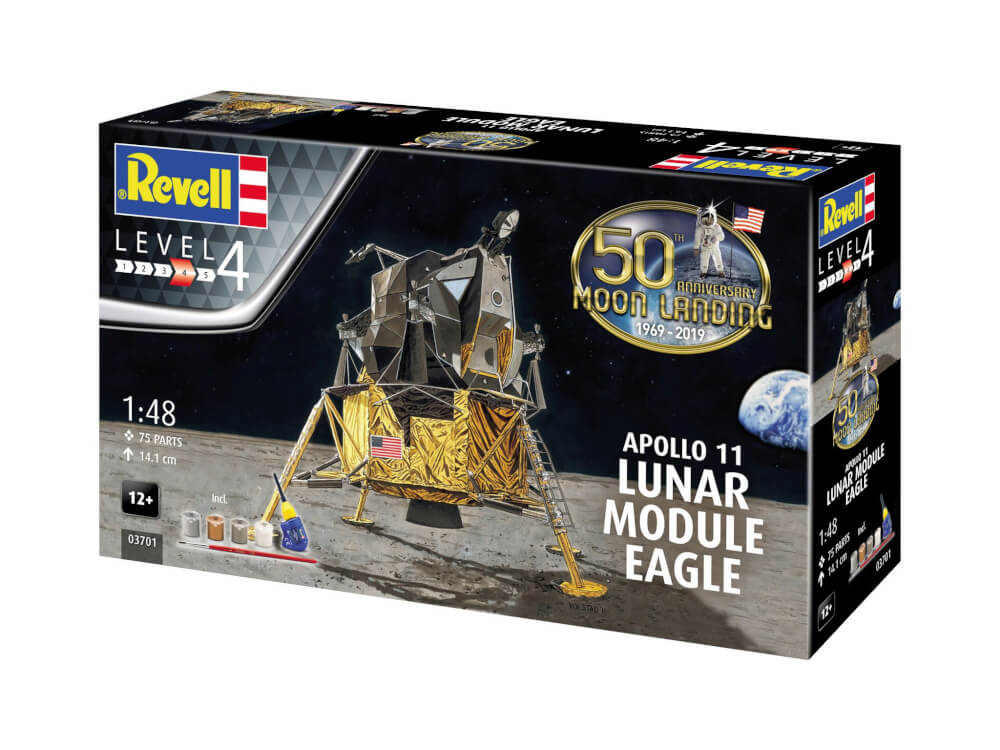 Geschenkset Apollo 11 Lunar Module Eagle, Revell Modellbausatz mit Basiszubehör