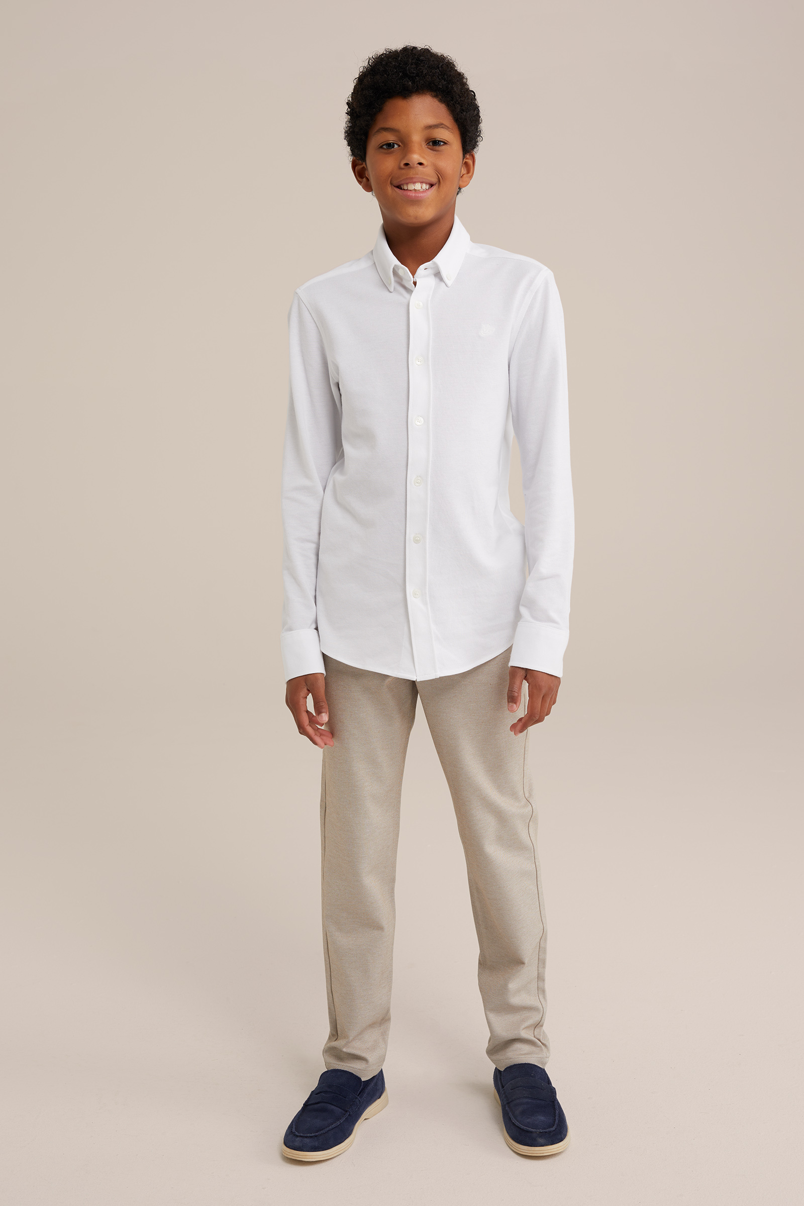Jongens overhemd van piquéjersey WE Fashion Wit
