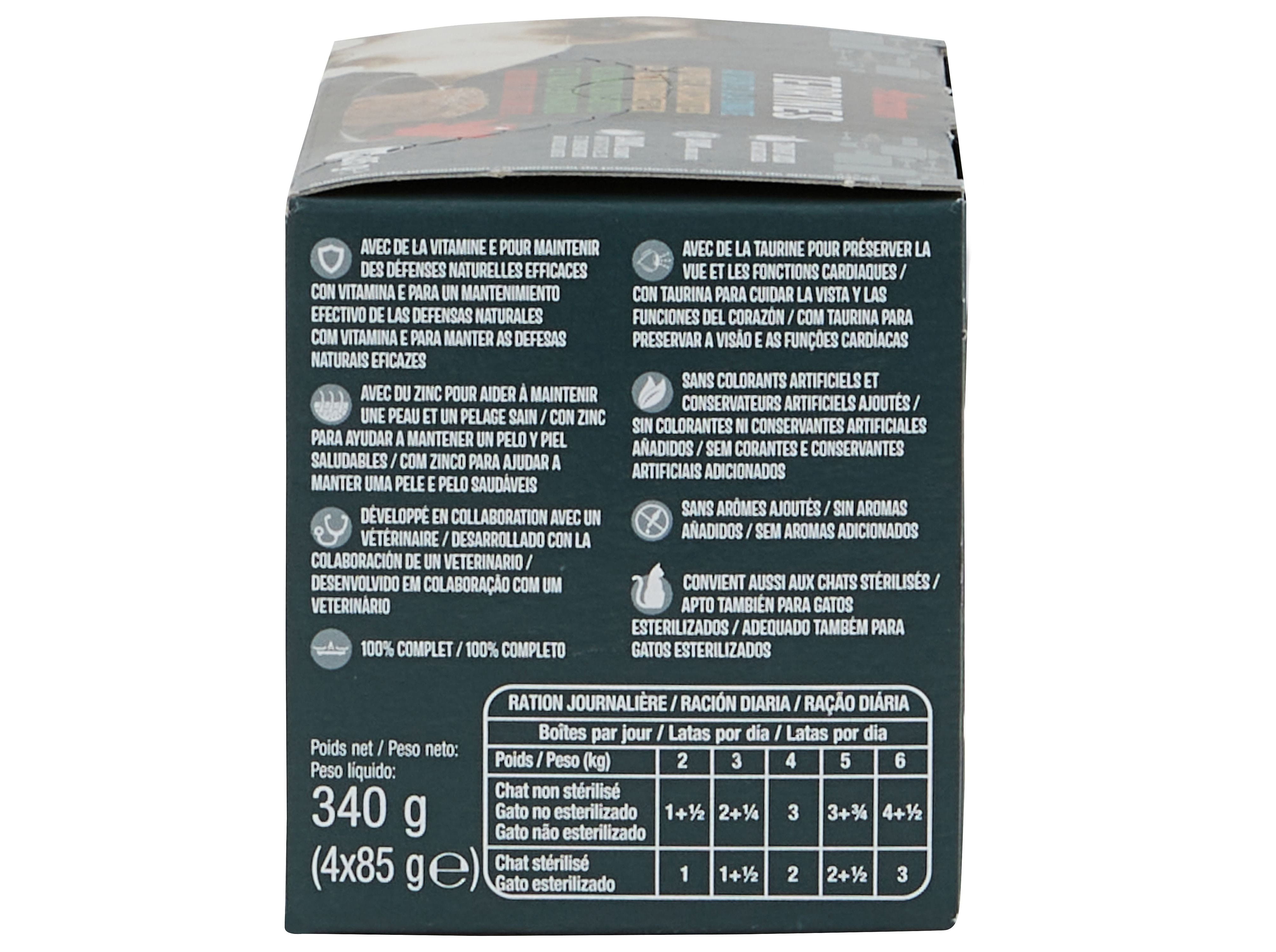COMIDA HÚMIDA PARA GATO AUCHAN TERRINAS PEIXE E CARNE 4X85G