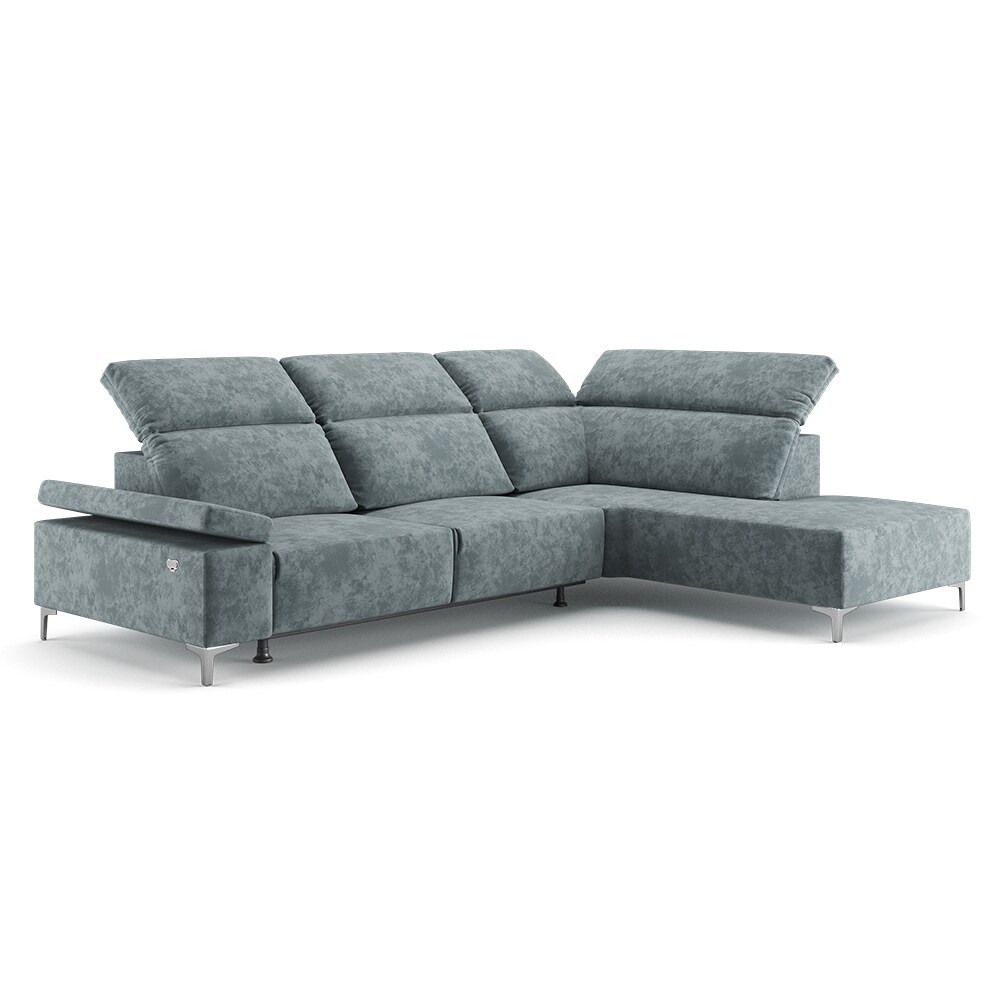 VitaliSpa Ecksofa Loungesofa Boxspringsofa James Grau Relaxfunktion 301x86 cm modern Wohnzimmer Sofa Wohnzimmercouch Loungeecke Polstereckcouch Taschenfederkern USB-Anschluss Fußteil ausfahrbar
