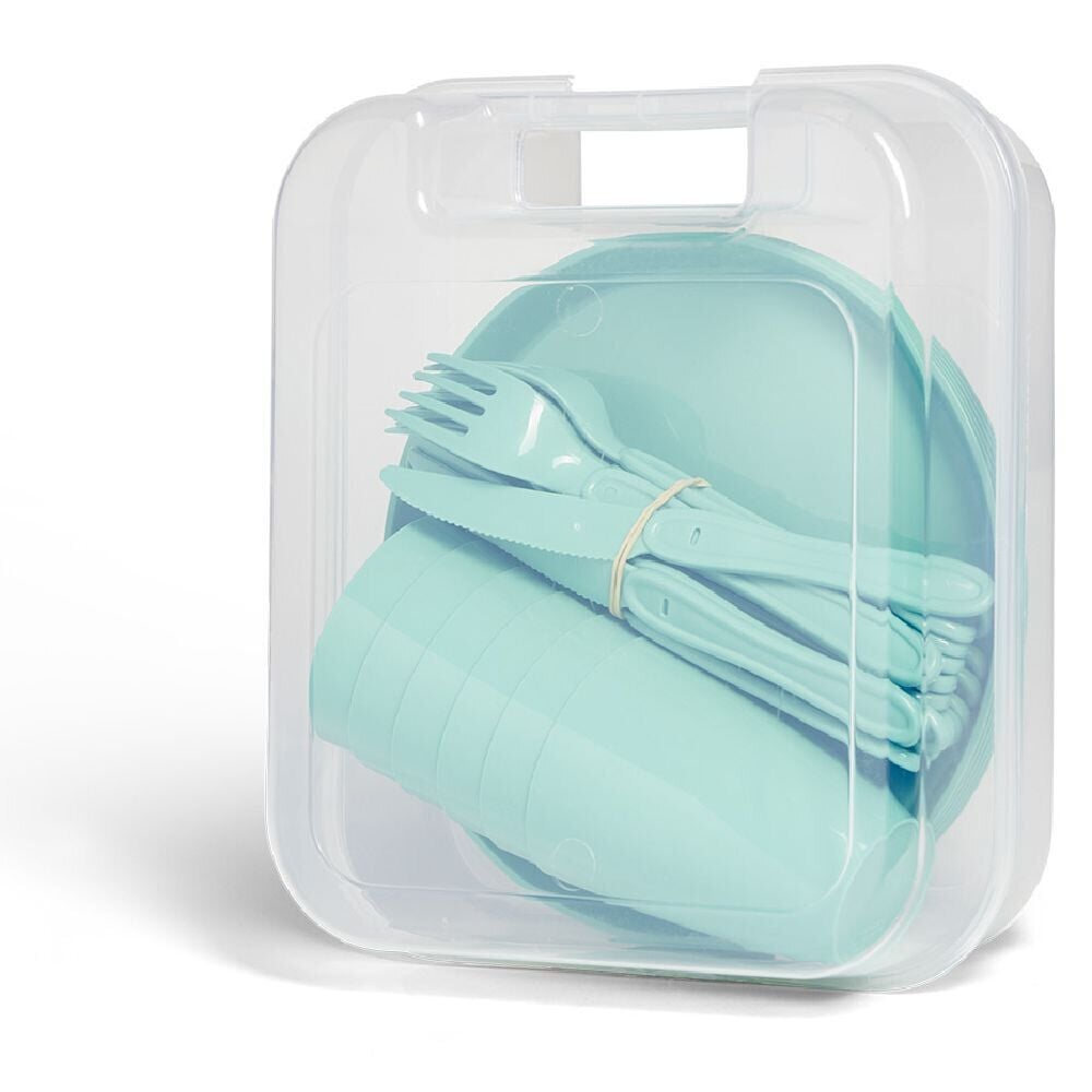 Service de pique-nique pour 6 personnes plastique bleu