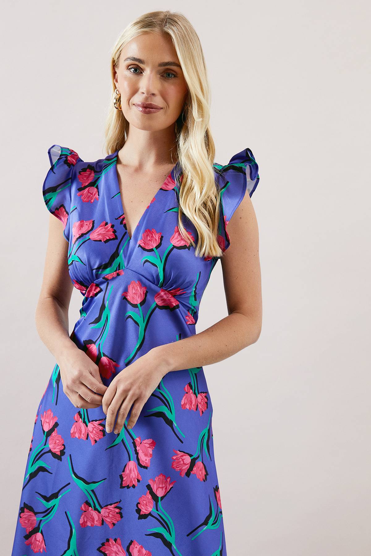 Wallis Robe Petite en Satin Coupe Biais Col V