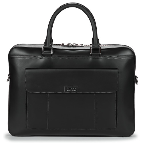 Tommy Hilfiger - TH SPW LEATHER COMPUTER BAG - Noir