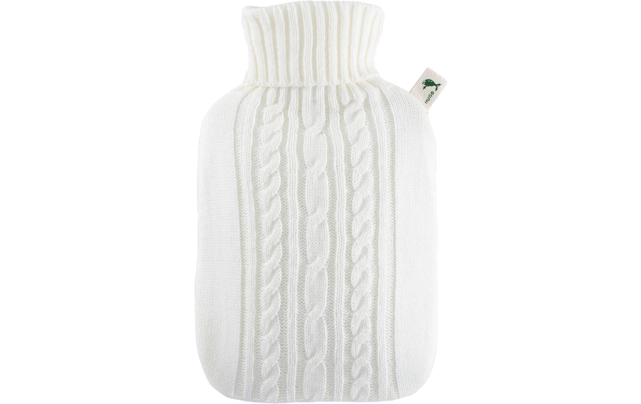 Wärmflasche PVC Strickbezug weiss 1.8 lWärmende Bettflasche