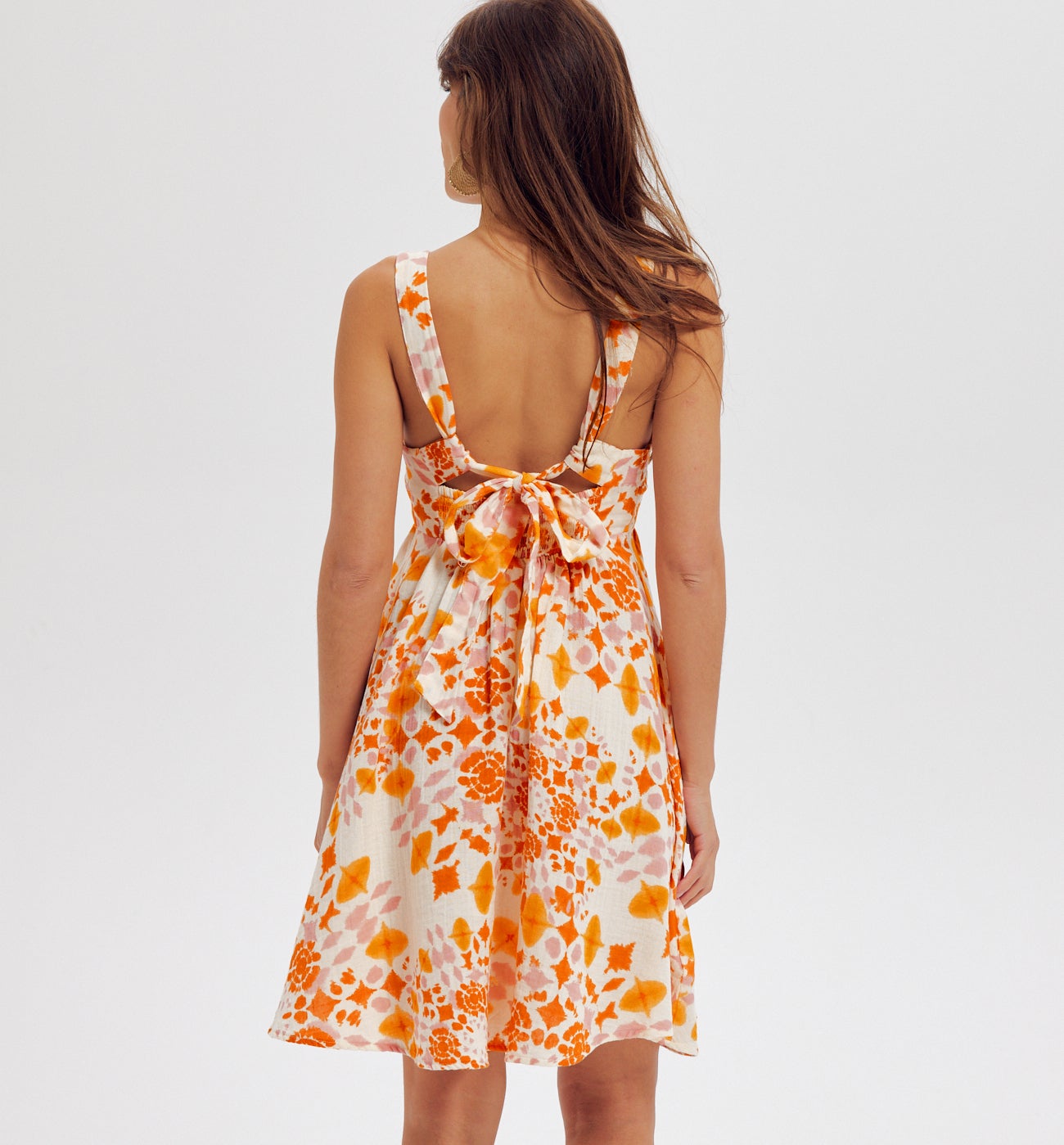 Robe dos nu en gaze de coton - Imprimé écru