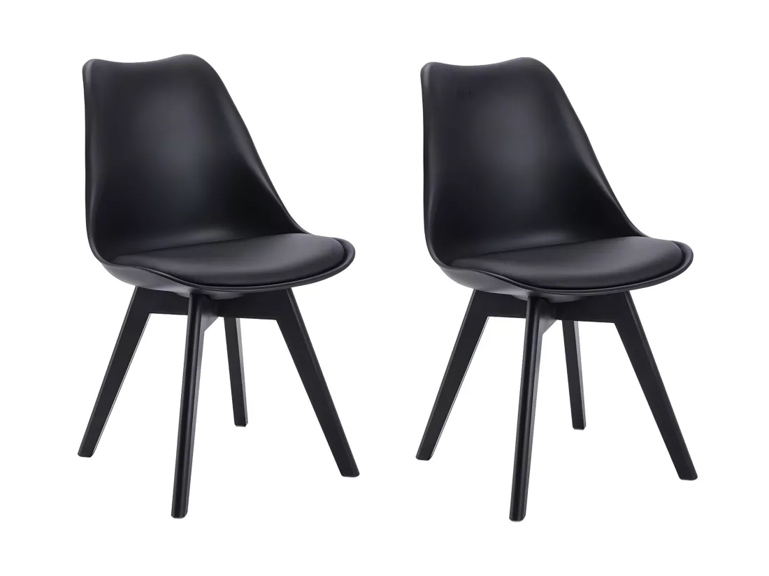 Lot de 2 chaises JODY - Polypropylène et Hêtre - Noir et pieds noir