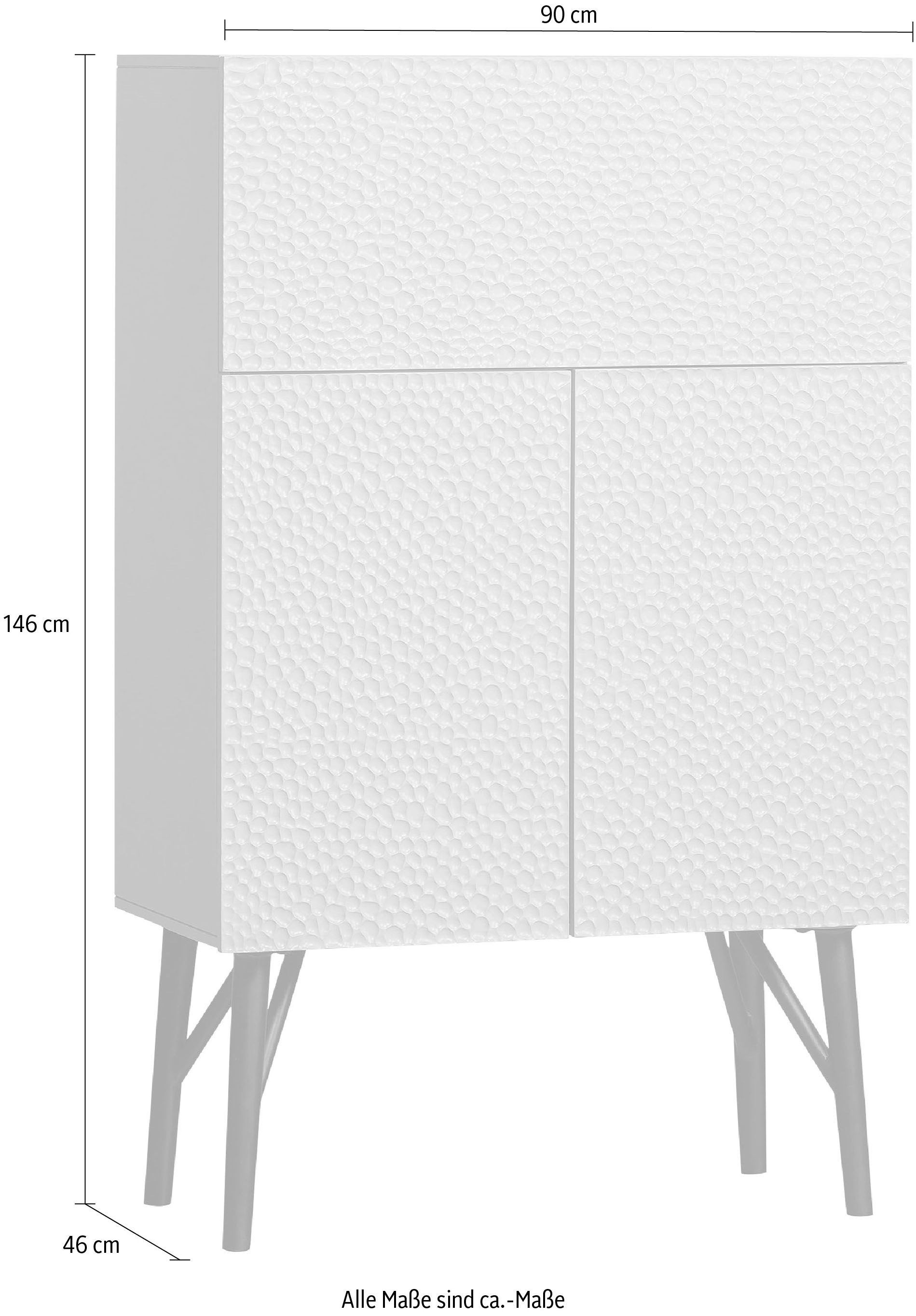 WOOOD Barschrank »Carve« mit grafischen Muster, Breite 90 cm