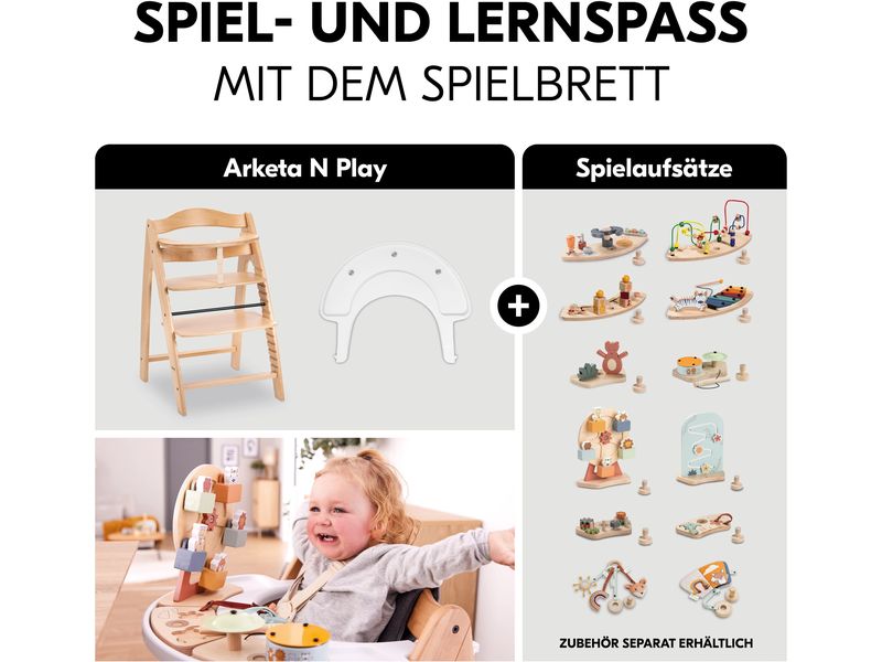 Hauck Hochstuhl Arketa N Play Beech Stilvolle Holzhochstuhl mit Play Tray im Set