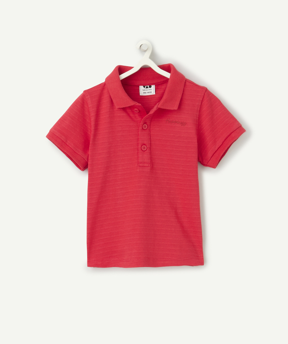 polo manches courtes garçon en coton rouge