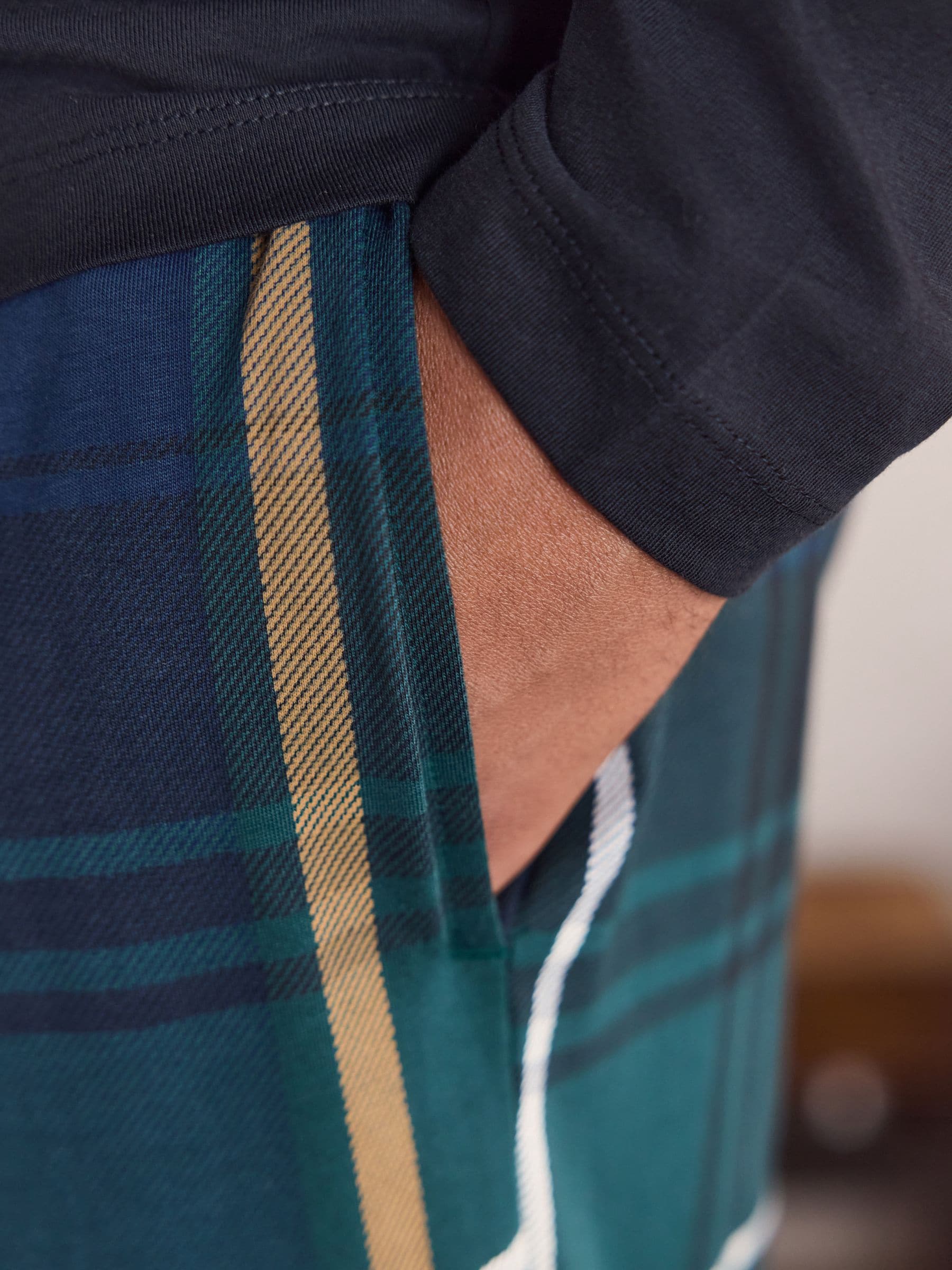 Groen - Check Long Sleeve Jersey Pyjamas Set