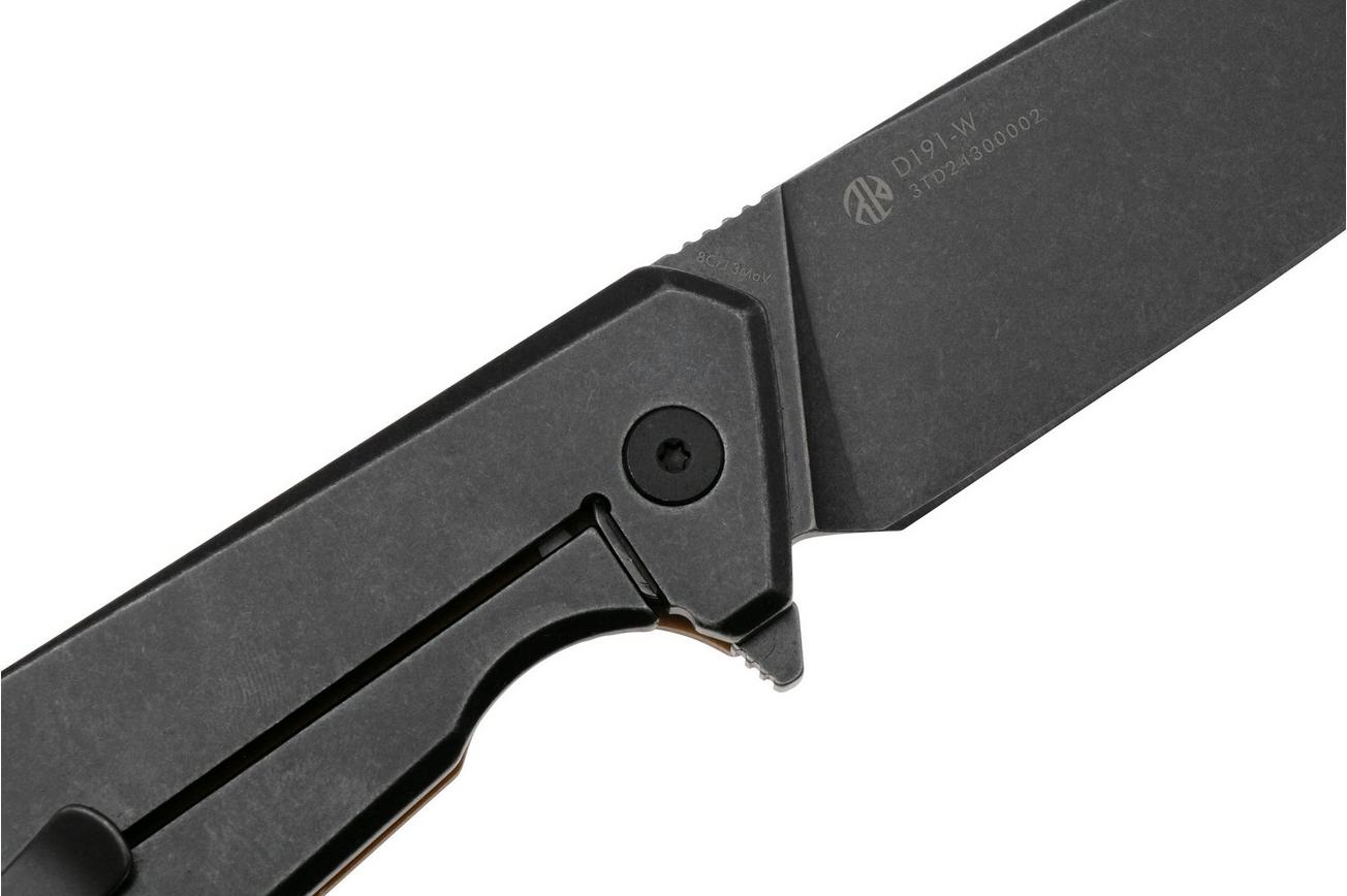 Ruike D191-W Blackwashed 8Cr13MoV, Brown G10, zakmes