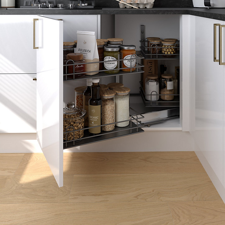 Rangement intérieur coulissant d'angle droit pour meuble de cuisine GoodHome Pebre 100 cm