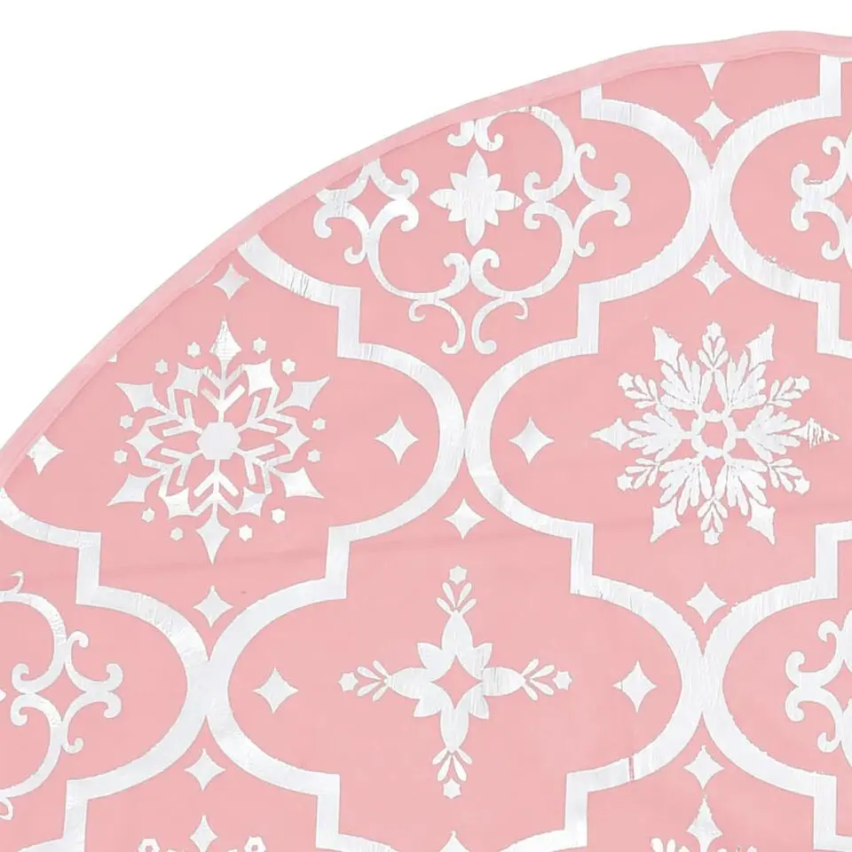 vidaXL - Kerstboomrok luxe met sok sneeuwpatroon 122 cm - Roze - Stof