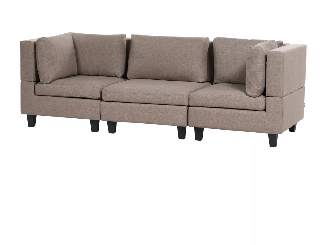 Canapé modulable 3 places en tissu marron UNSTAD