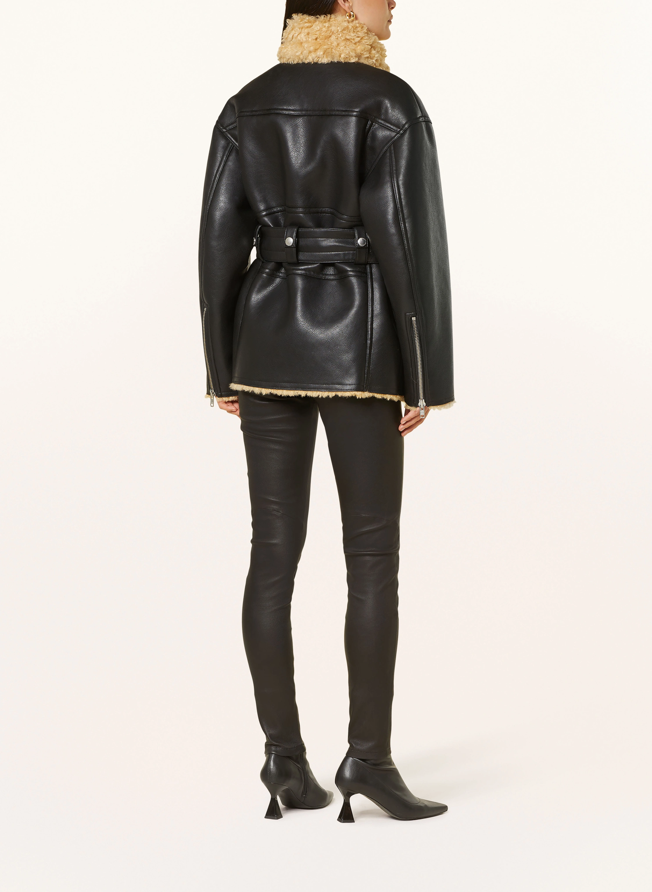 STAND STUDIO Jacke WILMA in Lederoptik mit Kunstfell