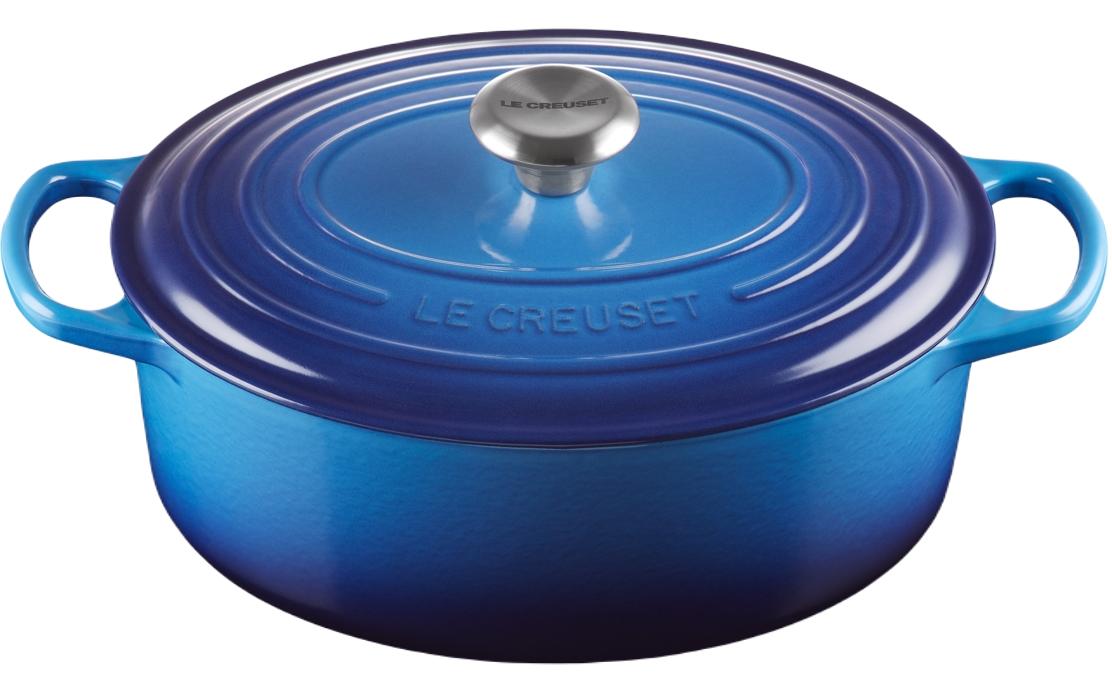 Bräter Signature 24 cm, Azur<br>Ovaler Bratentopf aus Gusseisen