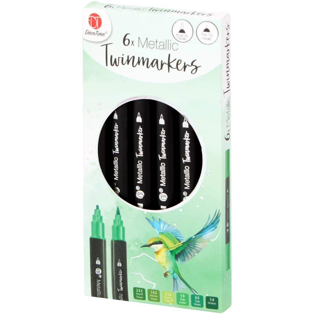 DécoTime metallic twinmarkers 6 stuks | diverse varianten