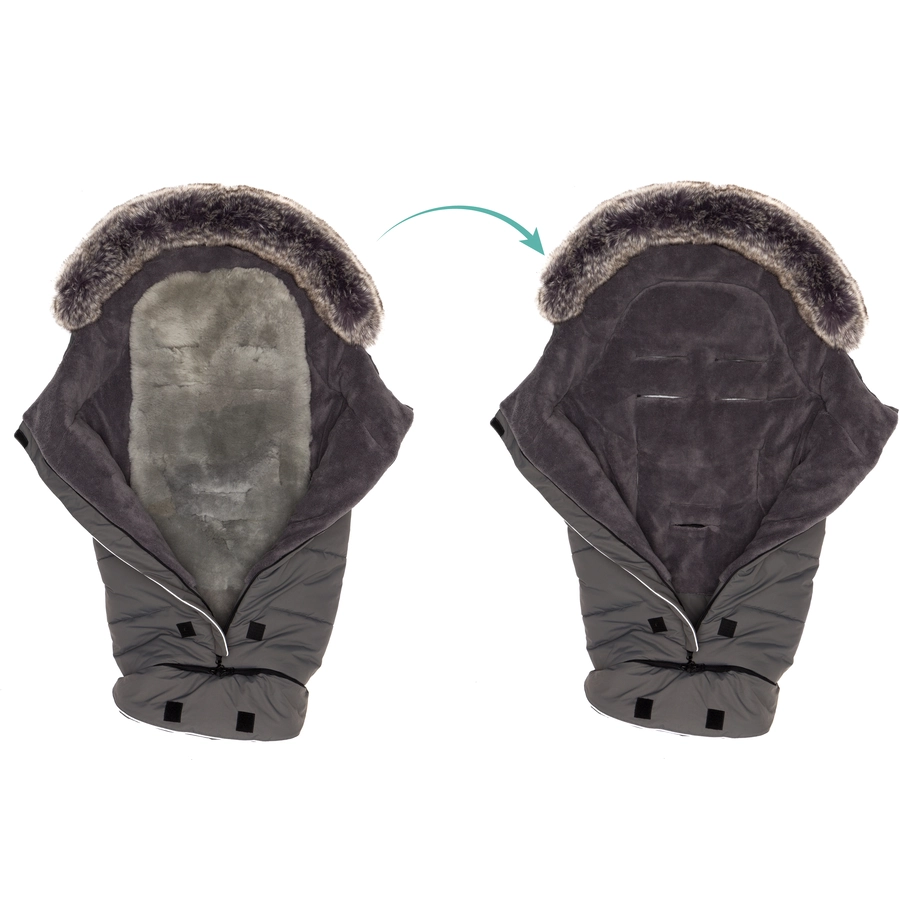 fillikid Winterfußsack Mavensi mit Lammfelleinlage grau