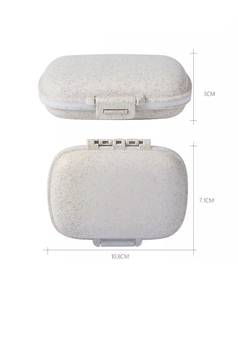 (11x8cm) Medikamenten Dosierer 8 Fächer Dosett Tablettenbox Supplements Pillendose Tablettenspender - Weiss