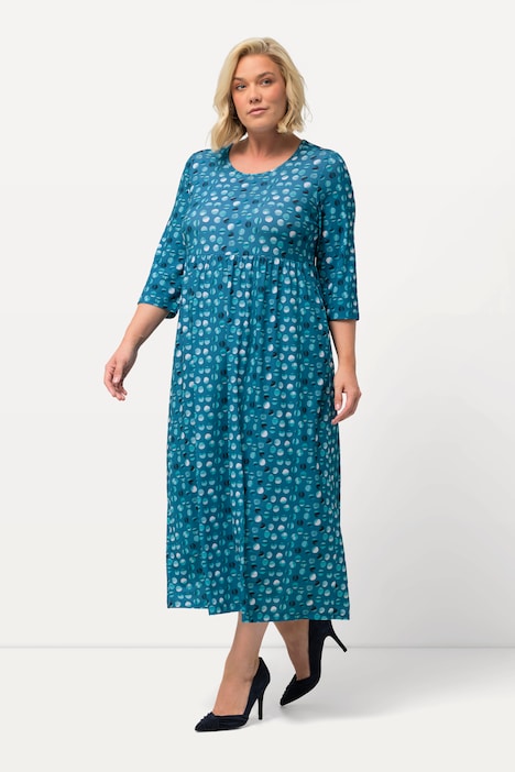 Jerseykleid, Punkte, A-Linie, Rundhals, 3/4-Arm