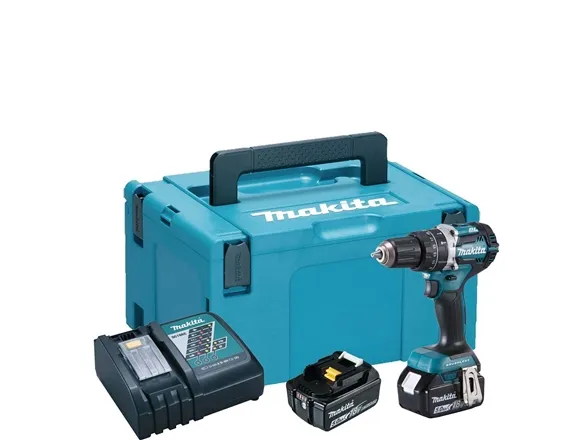 Makita DHP484 - Hammerbor/skruemaskine - ledningfri - 2-hastigheders - nøgleløs borepatron 13 mm - 54 N·m - 2 batterier - 18 V