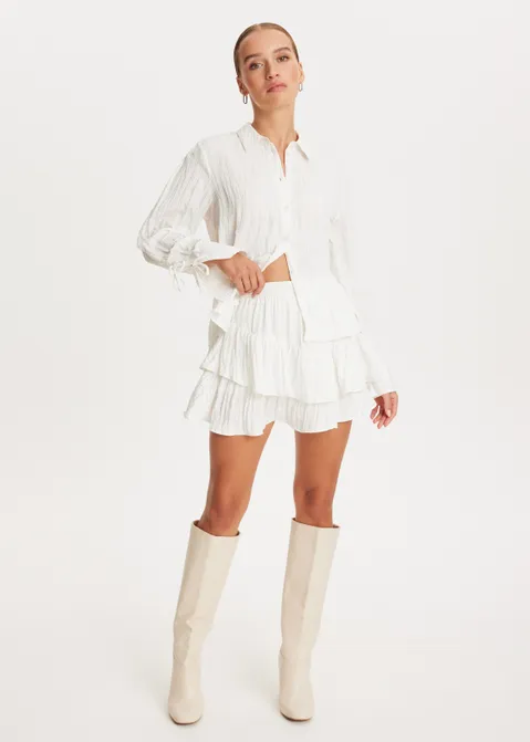Skort met ruffles off-white (WIT.O)