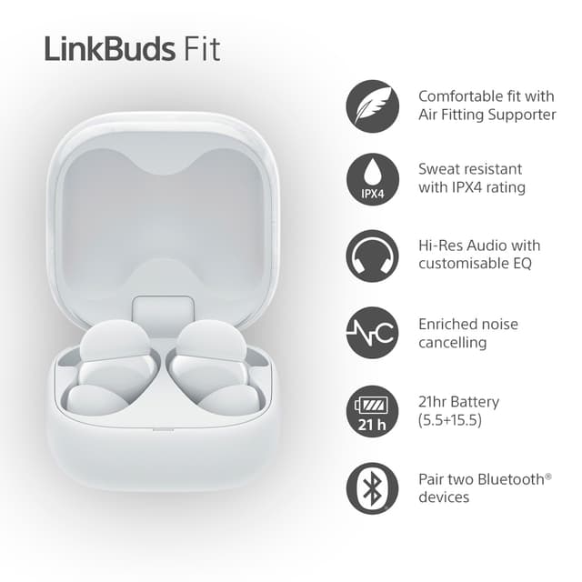 Sony LinkBuds Fit true wireless in-ear høretelefoner (hvid)