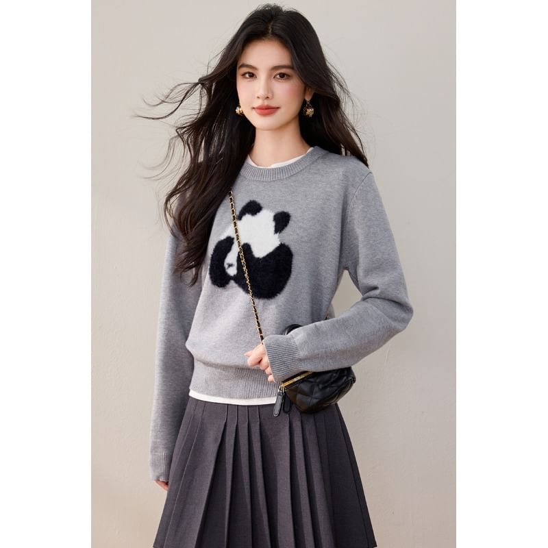 Dragan Pulse - Ronde hals Panda Jacquard Trui