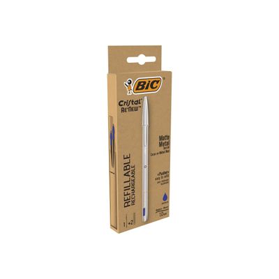 BIC Cristal Re'New - Stylo à bille rechargeable bleu