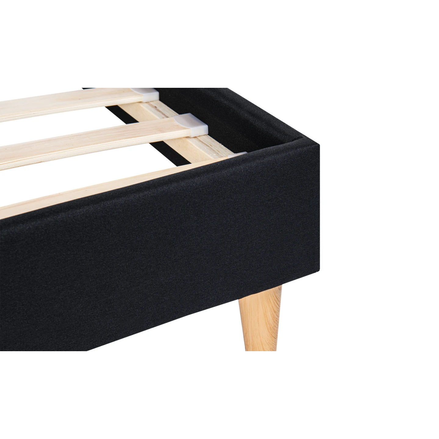 Lit double scandinave BALTA avec tête de lit et sommier 160 x 200 cm tissu noir