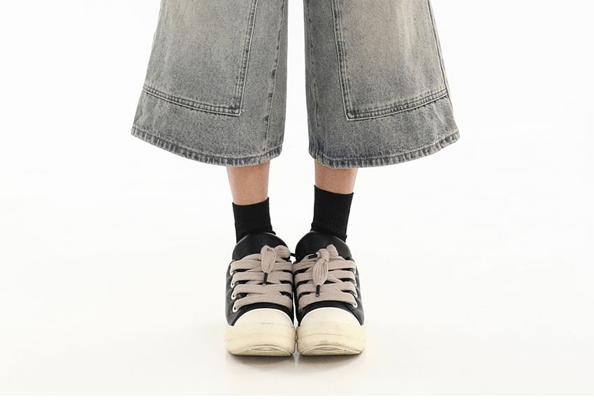 Elyou - Mid Rise Washed Capri Wijde Pijp Jorts