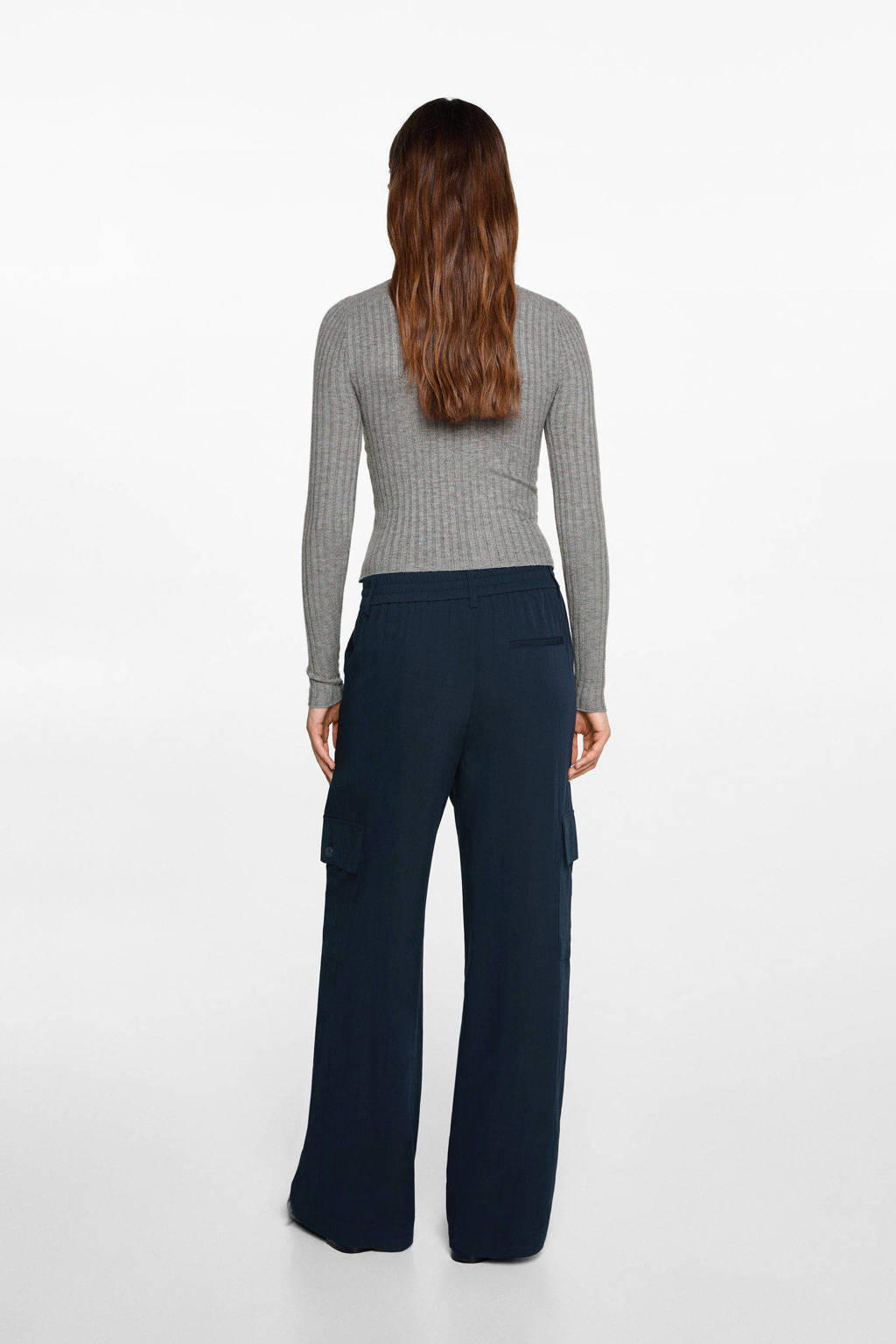 MANGO TEEN wide leg cargobroek marine
