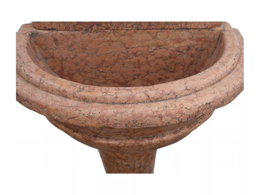 BISCOTTINI Fontaine - Marbre Rouge de Vérone - Décorative - Fontaine de Jardin - Extérieur - Fontaine Murale - Dosseret - Décoration Murale - Décoration de Jardin - 65x43x130cm
