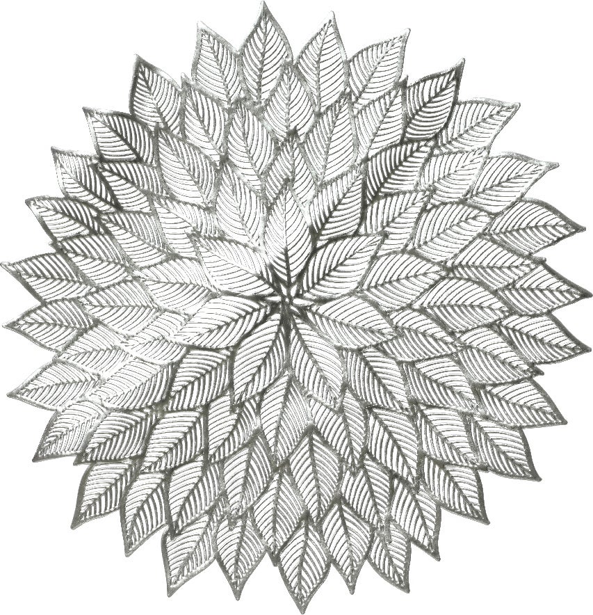 Decoris placemat Leafs zilver D 38 cm