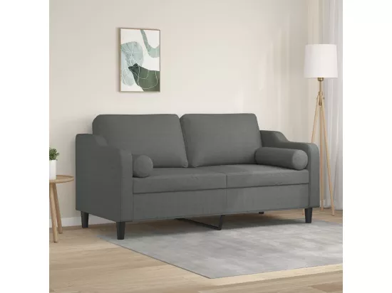 Canapé 2 places avec oreillers gris foncé 140 cm tissu