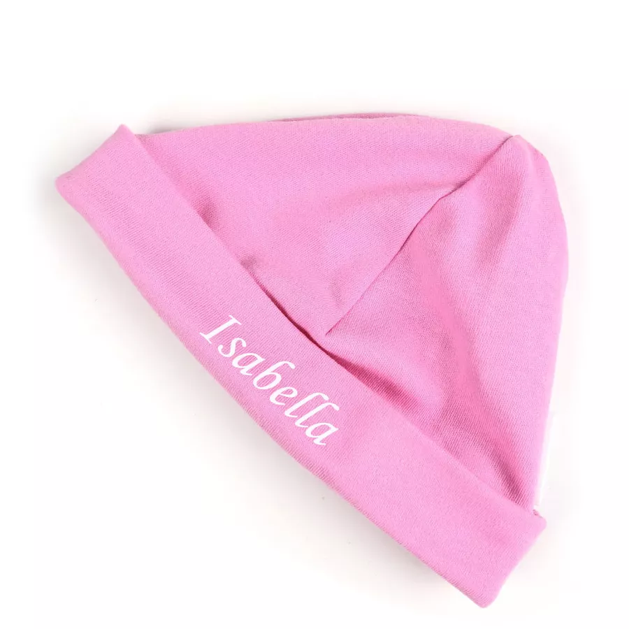 Tanjo Mütze mit Name bestickt - Bio Baumwolle rosa