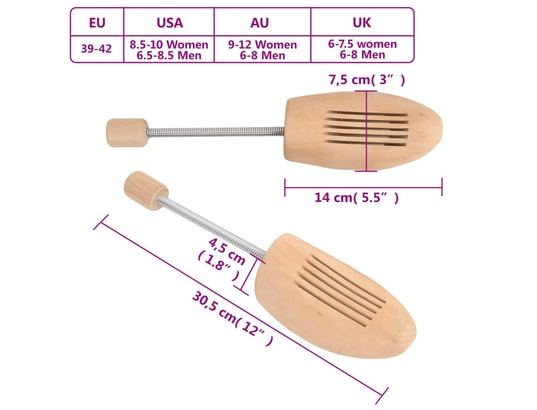 VIDAXL - Embauchoirs 2 paires eu 39-42 bois massif lotus